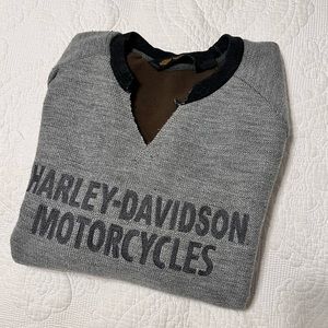 Harley Davidson Gray Sweatshirt w/Cut Neckline and Sleeves